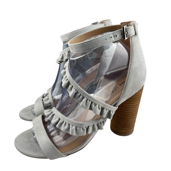 Call It Spring Women's Sandals Size 8 Gray Faux Suede Block Heel Ankle Strap - Picture 4 of 11